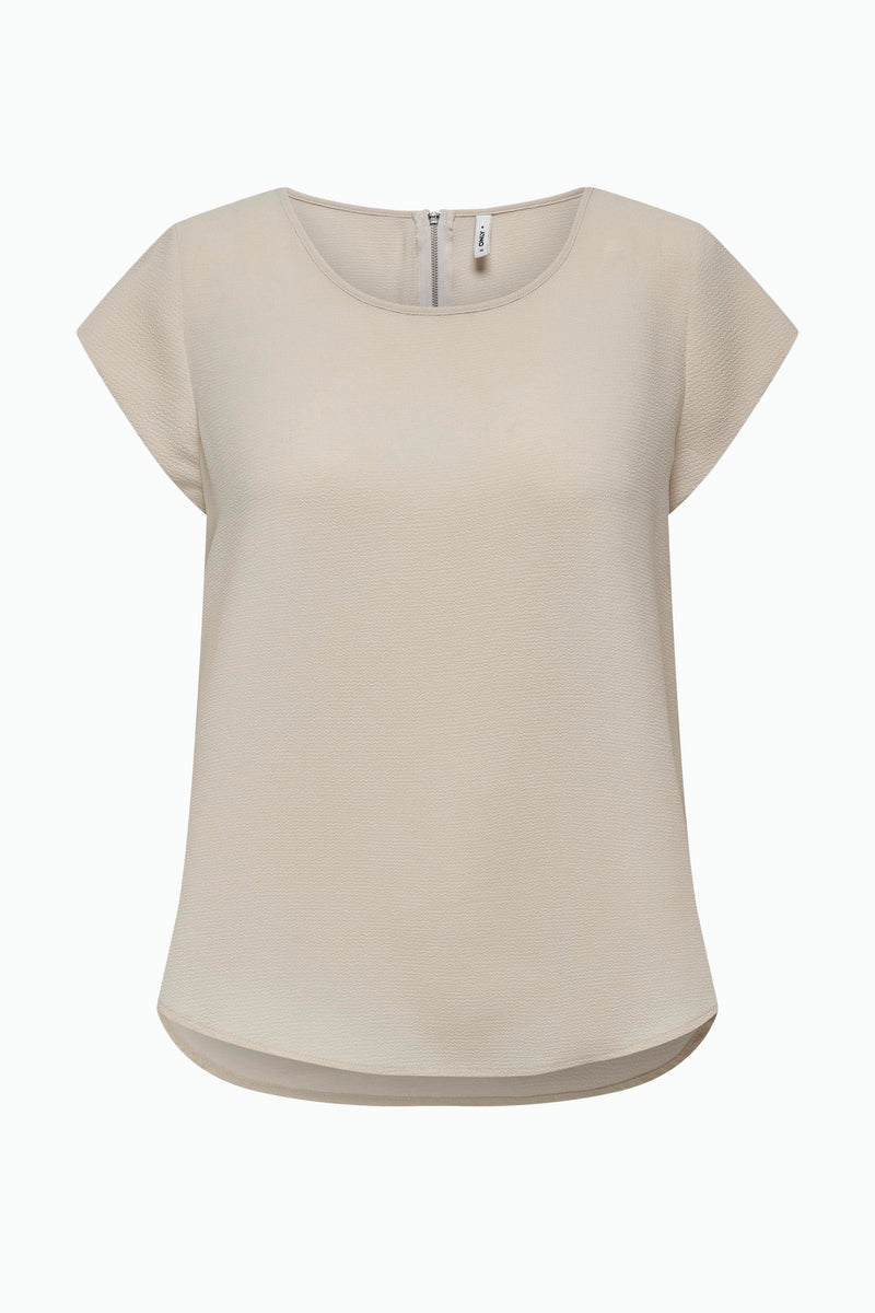 Blouse met korte mouwen - beige
