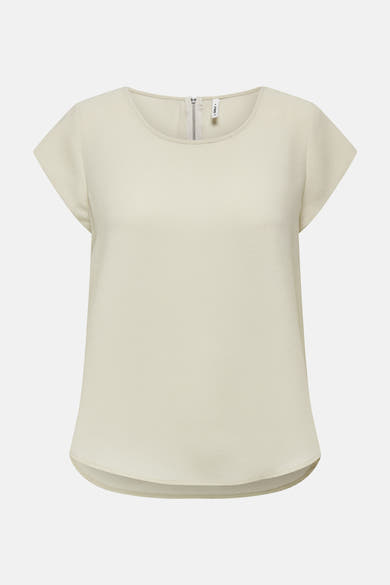 Blouse beige à manches courtes de ONLY, avec fermeture éclair discrète au dos.
