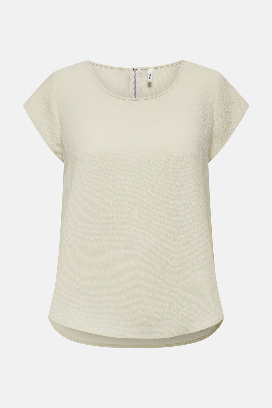 Blouse beige à manches courtes de ONLY, avec fermeture éclair discrète au dos.
