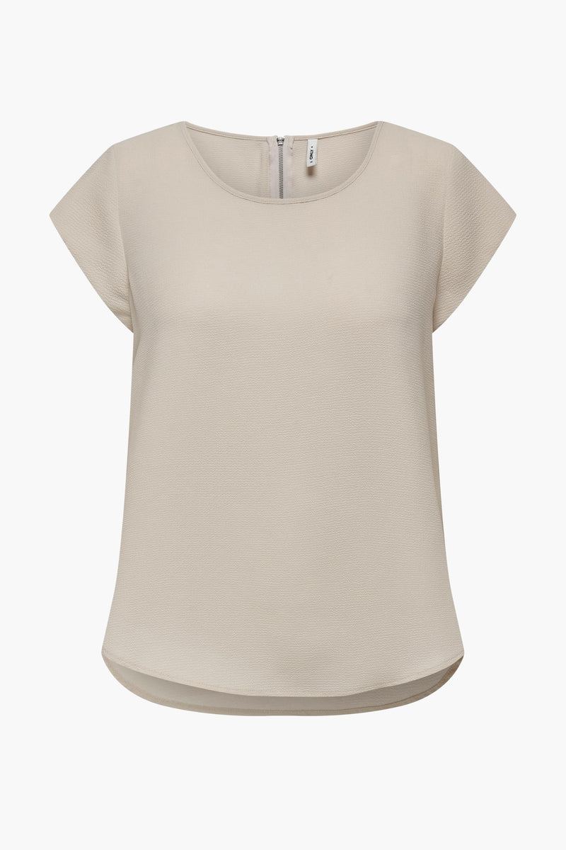 Blouse met korte mouwen - beige