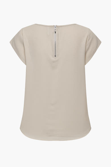 Blouse à manches courtes beige de ONLY, avec fermeture éclair apparente dans le dos.
