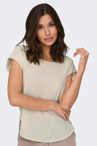 Blouse met korte mouwen - beige