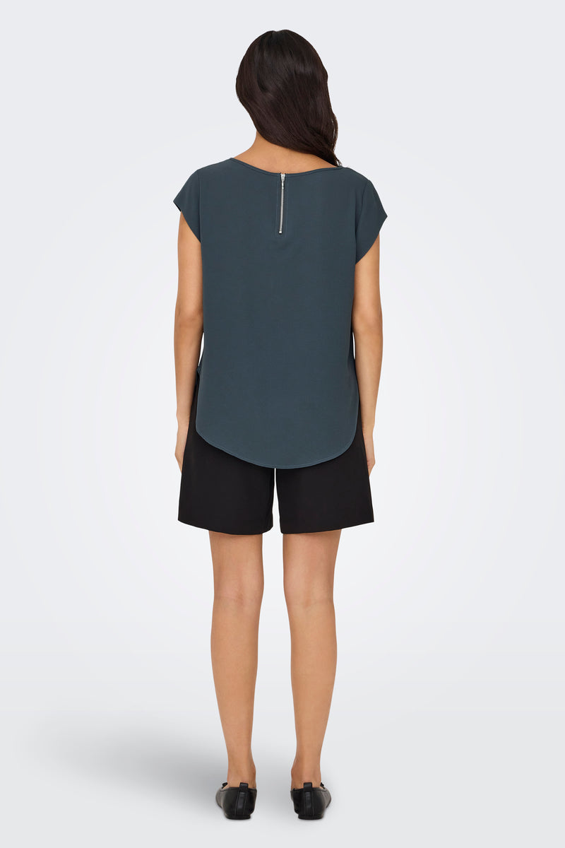 Blouse met korte mouwen - blauw