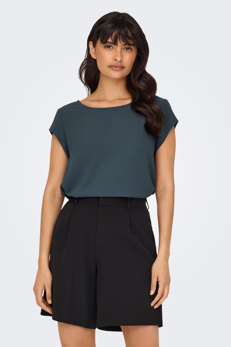 Blouse met korte mouwen - blauw