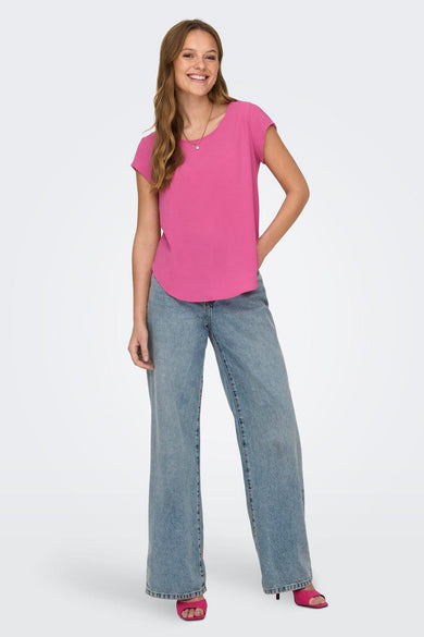 Blouse met korte mouwen - roze