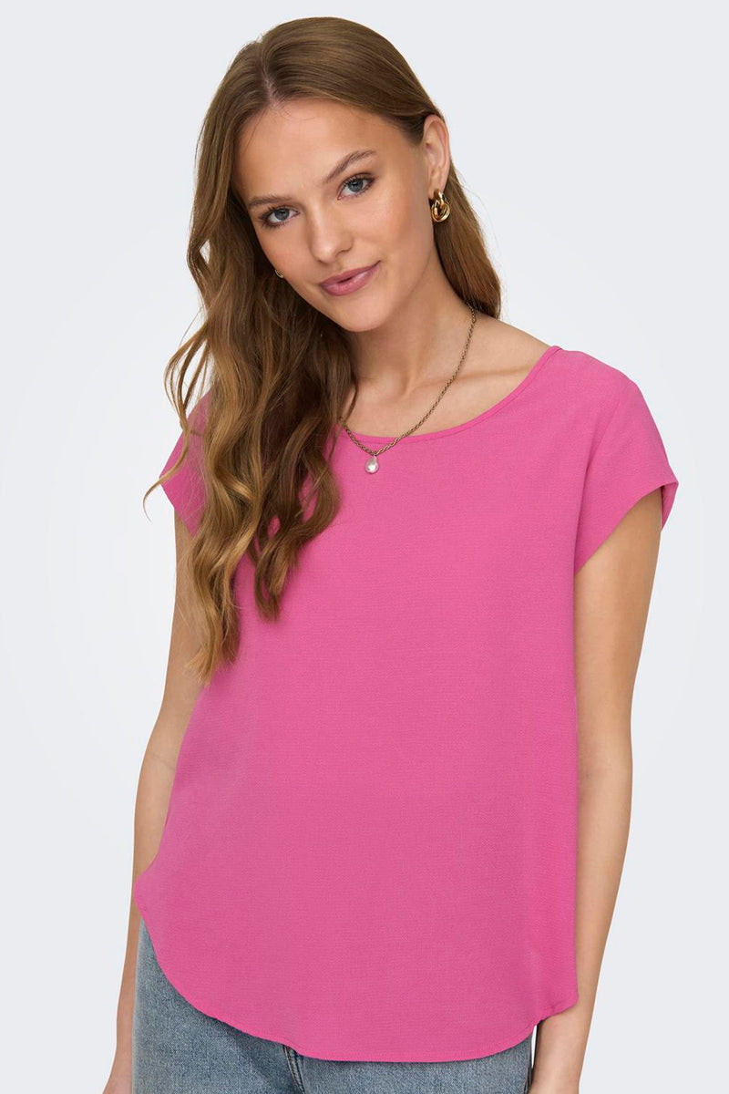 Blouse met korte mouwen - roze
