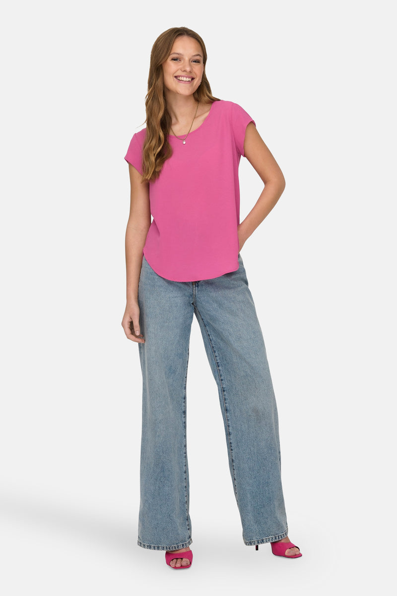 Blouse met korte mouwen - roze