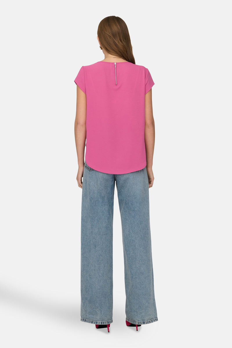 Blouse met korte mouwen - roze