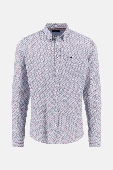 Chemise à manches longues multicolore de FYNCH-HATTON avec motif géométrique subtil et logo discret sur la poitrine.