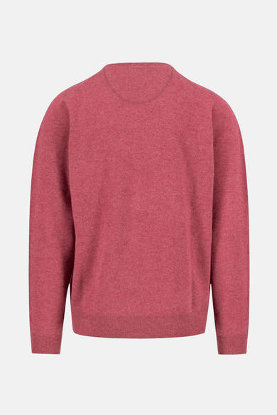 Pull col V rouge de FYNCH-HATTON, en maille fine et unie, vue de dos.
