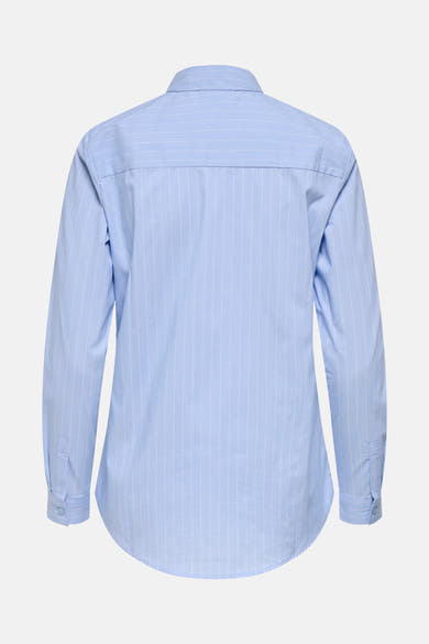 Blauwe gestreepte blouse met lange mouwen van JDY, achterkant, met kraag en knoopmanchetten.