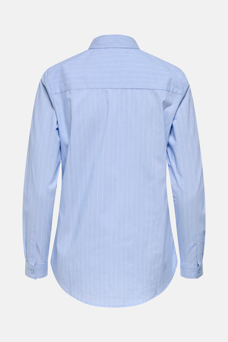 Blauwe gestreepte blouse met lange mouwen van JDY, achterkant, met kraag en knoopmanchetten.