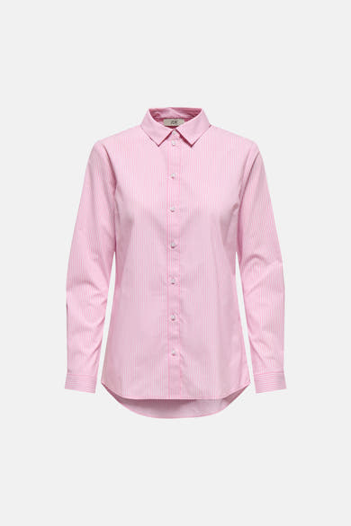 Roze en wit gestreept overhemd met lange mouwen van JDY, met een klassieke kraag, knopen en een afgeronde zoom.
