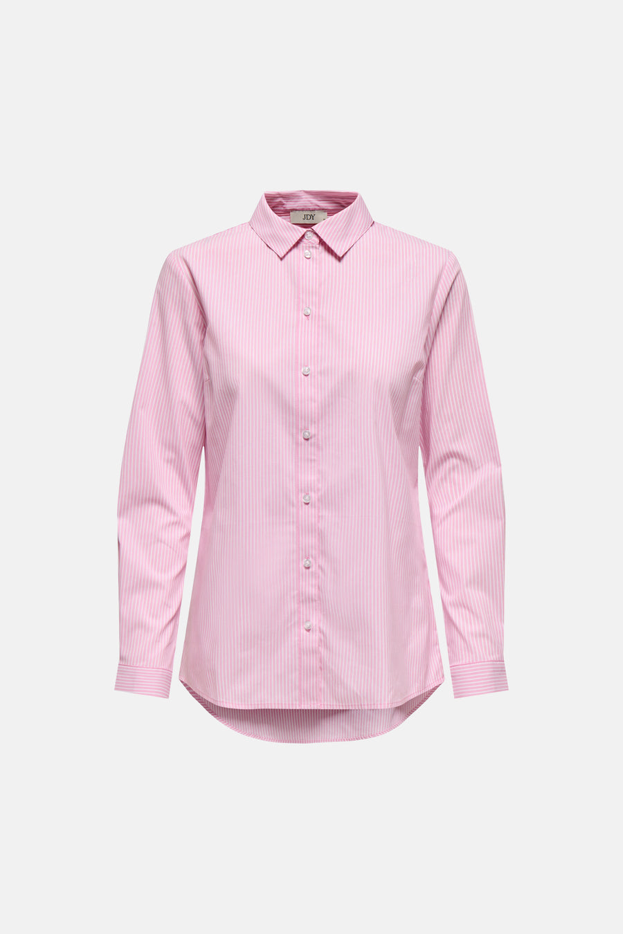 Roze en wit gestreept overhemd met lange mouwen van JDY, met een klassieke kraag, knopen en een afgeronde zoom.