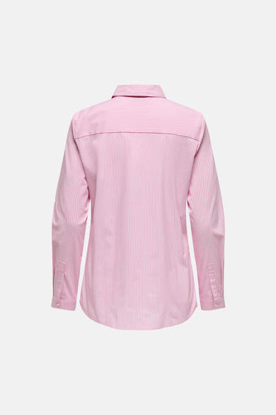 Roze overhemd met lange mouwen van JDY met verticale strepen en een rugpand met horizontale strepen, achtergezicht.