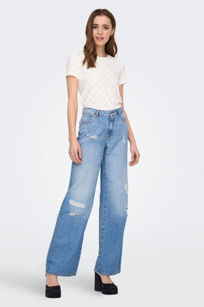 Top uni manches courtes Blanc - JDY