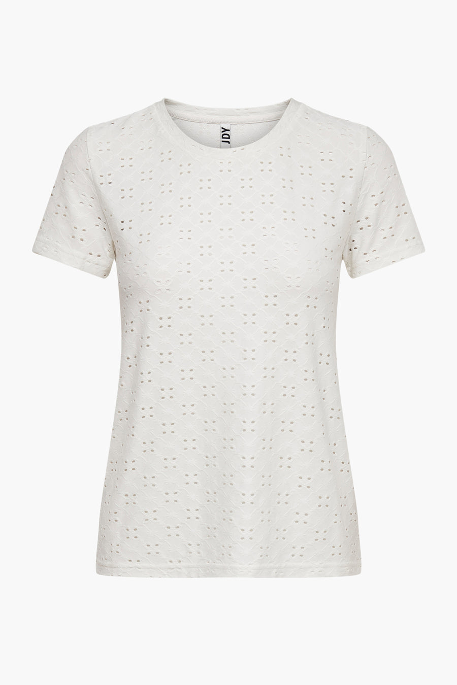 Wit T-shirt met korte mouwen van JDY, met decoratief ajourpatroon.