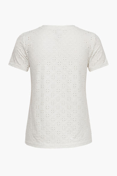 Wit T-shirt met korte mouwen van JDY, met all-over ajourpatroon.