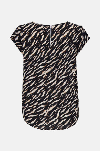 Multikleurig blouse met korte mouwen van ONLY, met zebraprint en ritssluiting aan de achterkant.