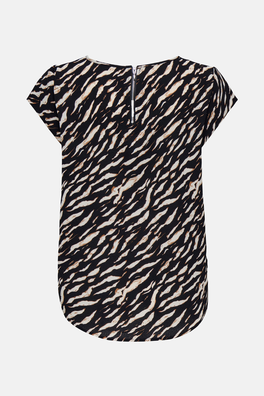Multikleurig blouse met korte mouwen van ONLY, met zebraprint en ritssluiting aan de achterkant.