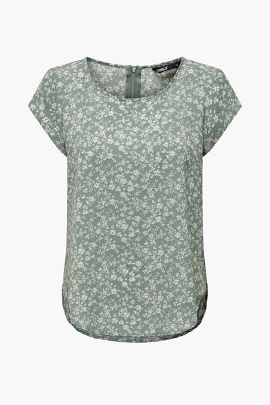 Blouse fleurie à manches courtes de ONLY, avec une fermeture éclair discrète dans le dos.