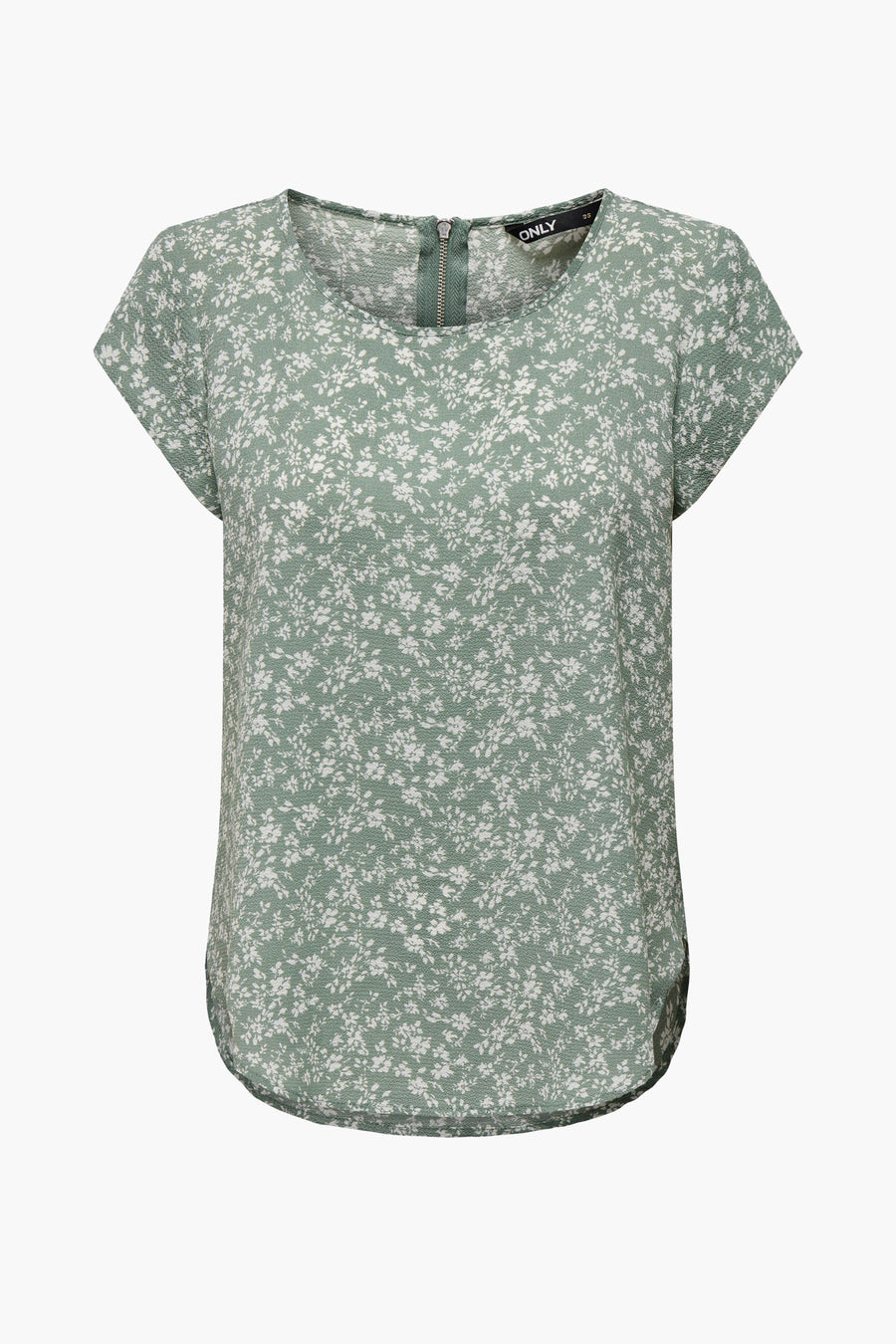 Blouse fleurie à manches courtes de ONLY, avec une fermeture éclair discrète dans le dos.
