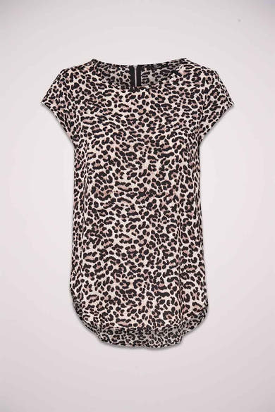Blouse à manches courtes marron de ONLY, avec un motif léopard.
