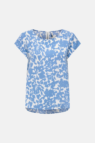 Blauwe blouse met bloemenprint van ONLY, met onopvallende ritssluiting aan de achterkant.