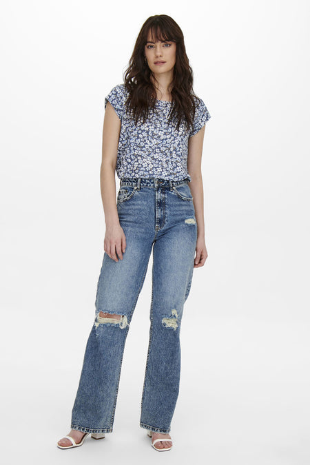 Blouse met korte mouwen - blauw