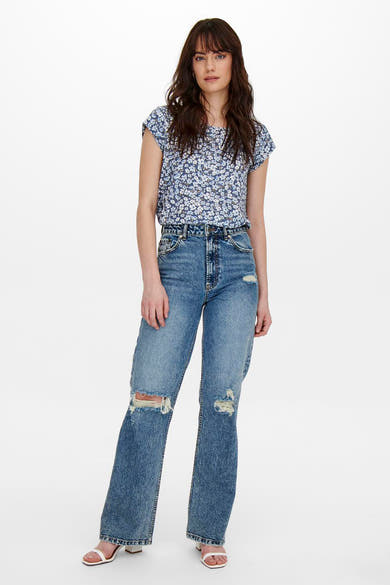Blouse met korte mouwen - blauw