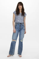 Blouse met korte mouwen - blauw