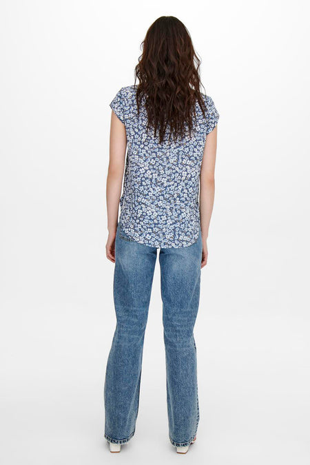 Blouse met korte mouwen - blauw