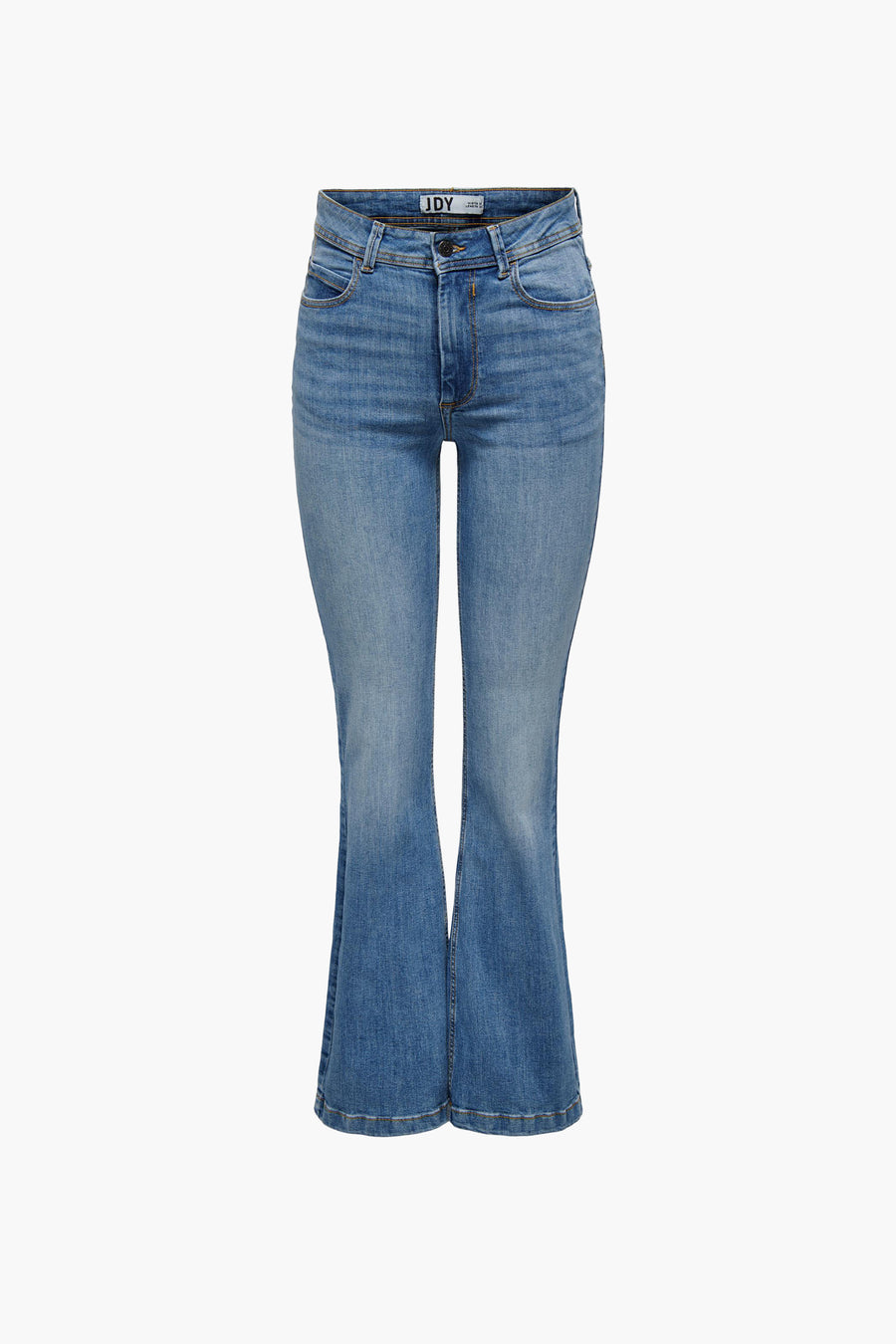 JDY blauwe flared jeans, slim fit met subtiele flare.