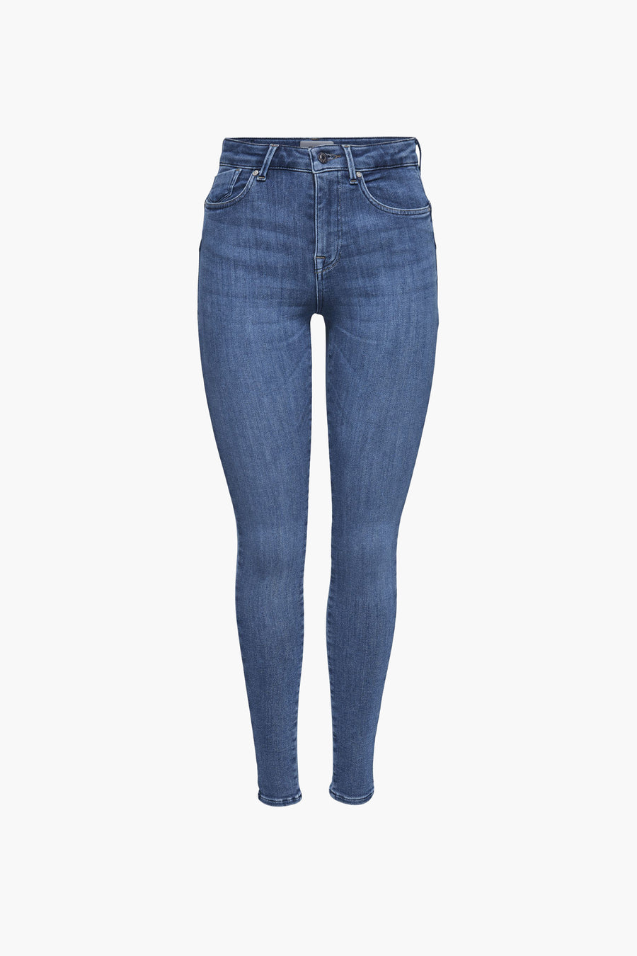Skinny jeans blauw van ONLY®, nauwsluitende pasvorm, licht uitgewassen denimtextuur.