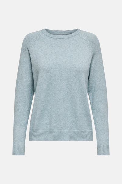 Pull à col rond bleu par ONLY, en maille fine de couleur unie.