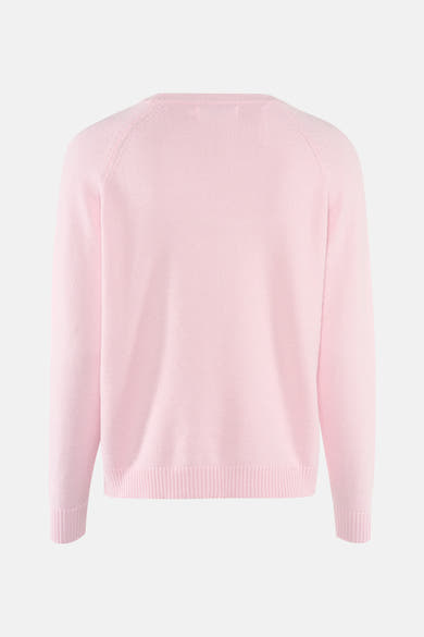Pull à col rond rose de ONLY®, en maille fine, vue de dos.
