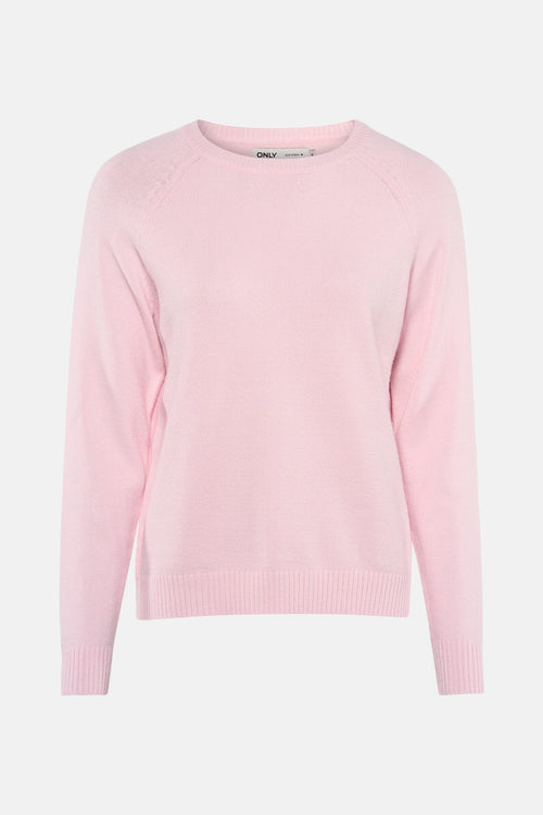 Pull rose à col rond de ONLY, en maille fine.