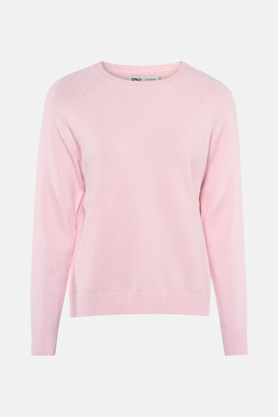 Pull rose à col rond de ONLY, en maille fine.