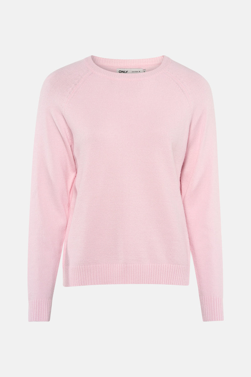 Pull rose à col rond de ONLY, en maille fine.