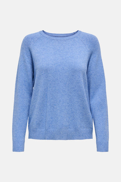 Pull à col rond bleu de ONLY, en tricot texturé avec manches raglan.