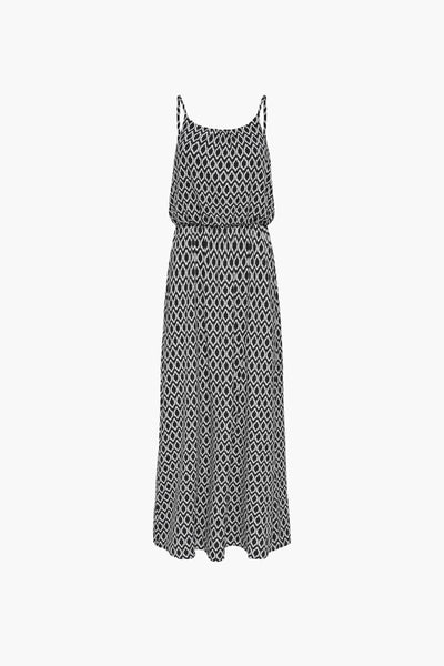 Robe midi noire de ONLY, avec motif géométrique sur l'ensemble de la robe.