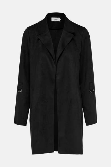 Veste longue noire de ONLY avec des détails anneaux aux manches.