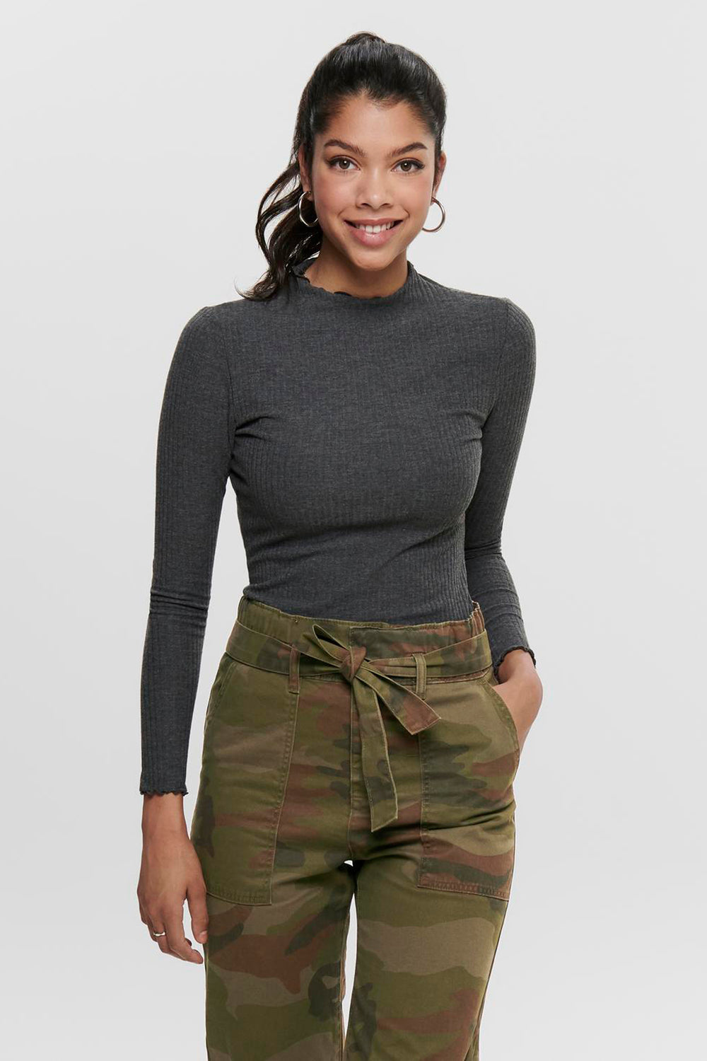 Pull col rond Gris - ONLY®