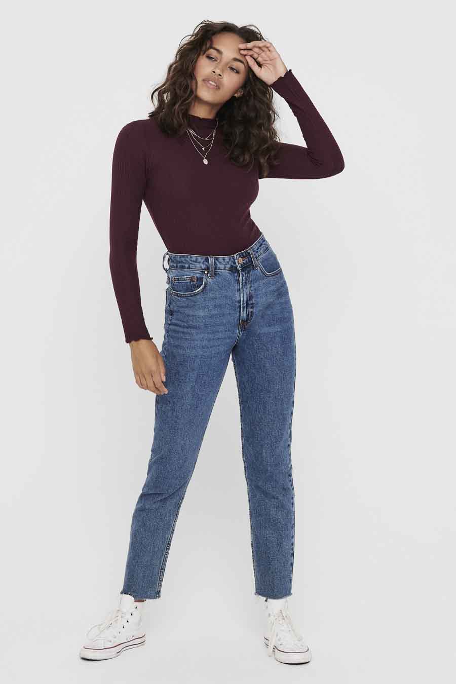 Pull col rond Brun - ONLY®