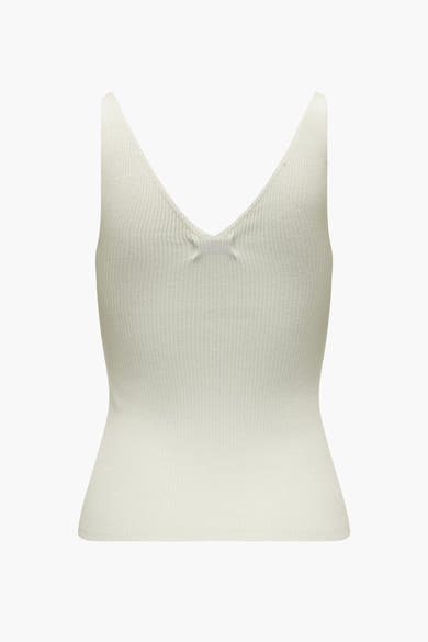 Débardeur blanc côtelé de JDY, avec une encolure en V et une texture nervurée.
