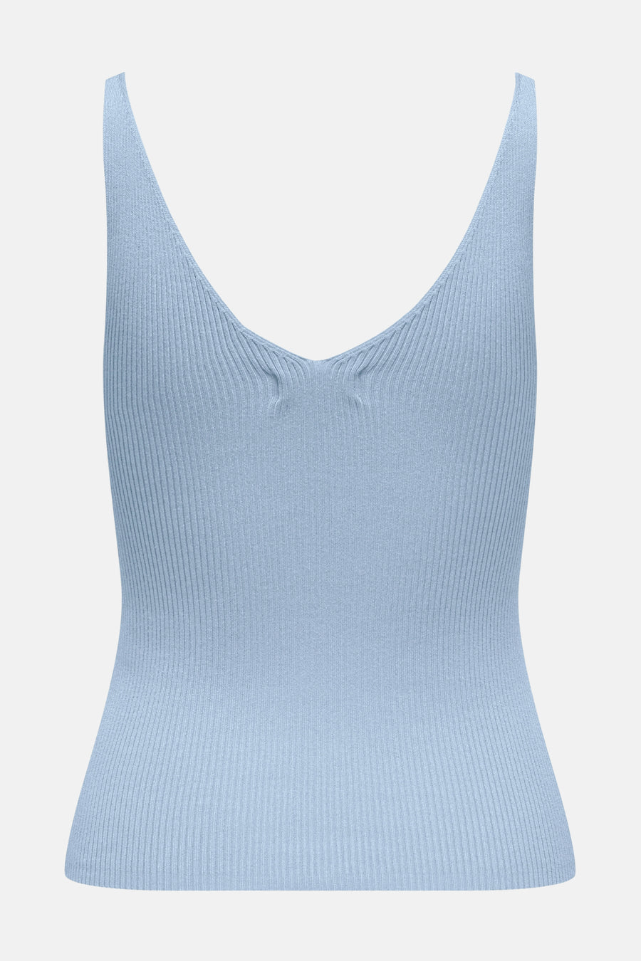 Blauwe tanktop van JDY in geribbelde stof met V-hals en dunne bandjes.
