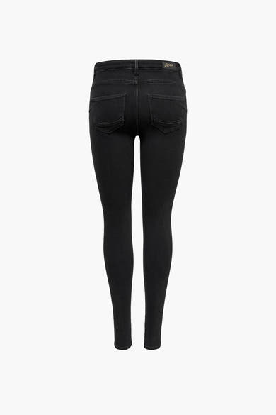 Jean skinny noir de ONLY, vue arrière, avec poches arrières et coupe moulante.