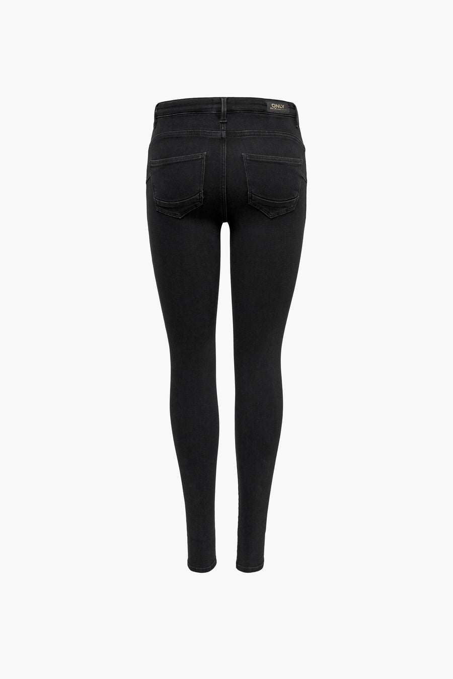 Jean skinny noir de ONLY, vue arrière, avec poches arrières et coupe moulante.