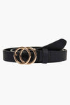 Ceinture noire de ONLY, avec une boucle à double cercle dorée.
