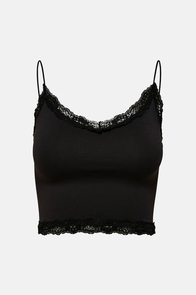 Zwarte beha van ONLY® met delicate kant aan de halslijn en zoom.